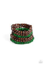Load image into Gallery viewer, Paparazzi-Fiji Fiesta - Green Wood Bracelet