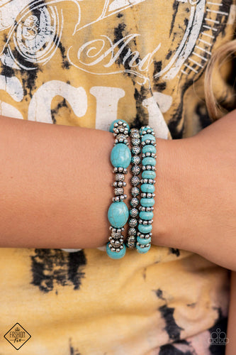 Paparazzi Paparazzi - Take By SANDSTORM - Blue Stretch Bracelet Apparel & Accessories