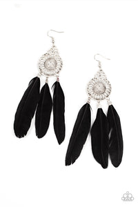 Paparazzi Paparazzi - Pretty in PLUMES - Black Feather Earrings Jewelry