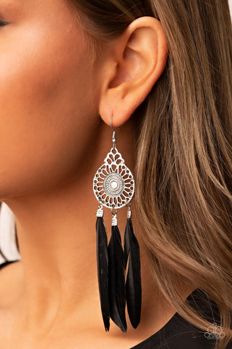 Paparazzi Paparazzi - Pretty in PLUMES - Black Feather Earrings Jewelry