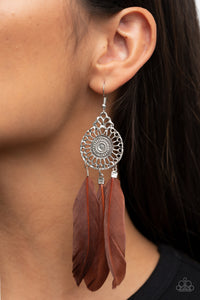 Paparazzi Paparazzi - Pretty in PLUMES - Brown Feather Earrings Jewelry