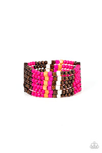 Paparazzi Paparazzi -  Dive into Maldives - Pink Wood Bracelet Jewelry