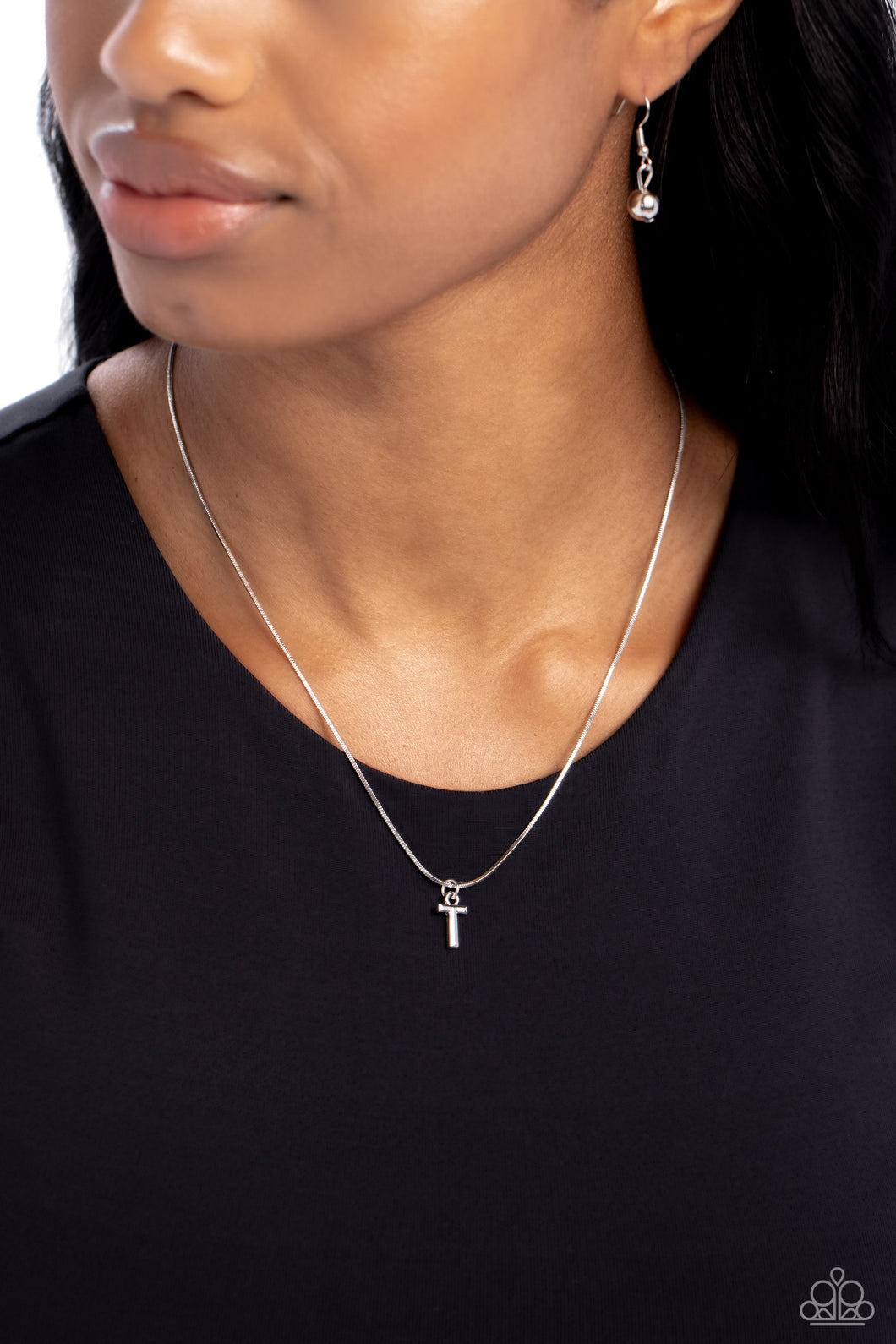 Paparazzi - Seize the Initial - Silver - T Necklace