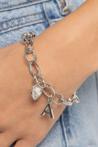 Paparazzi - Guess Now Its INITIAL - White - A Bracelet