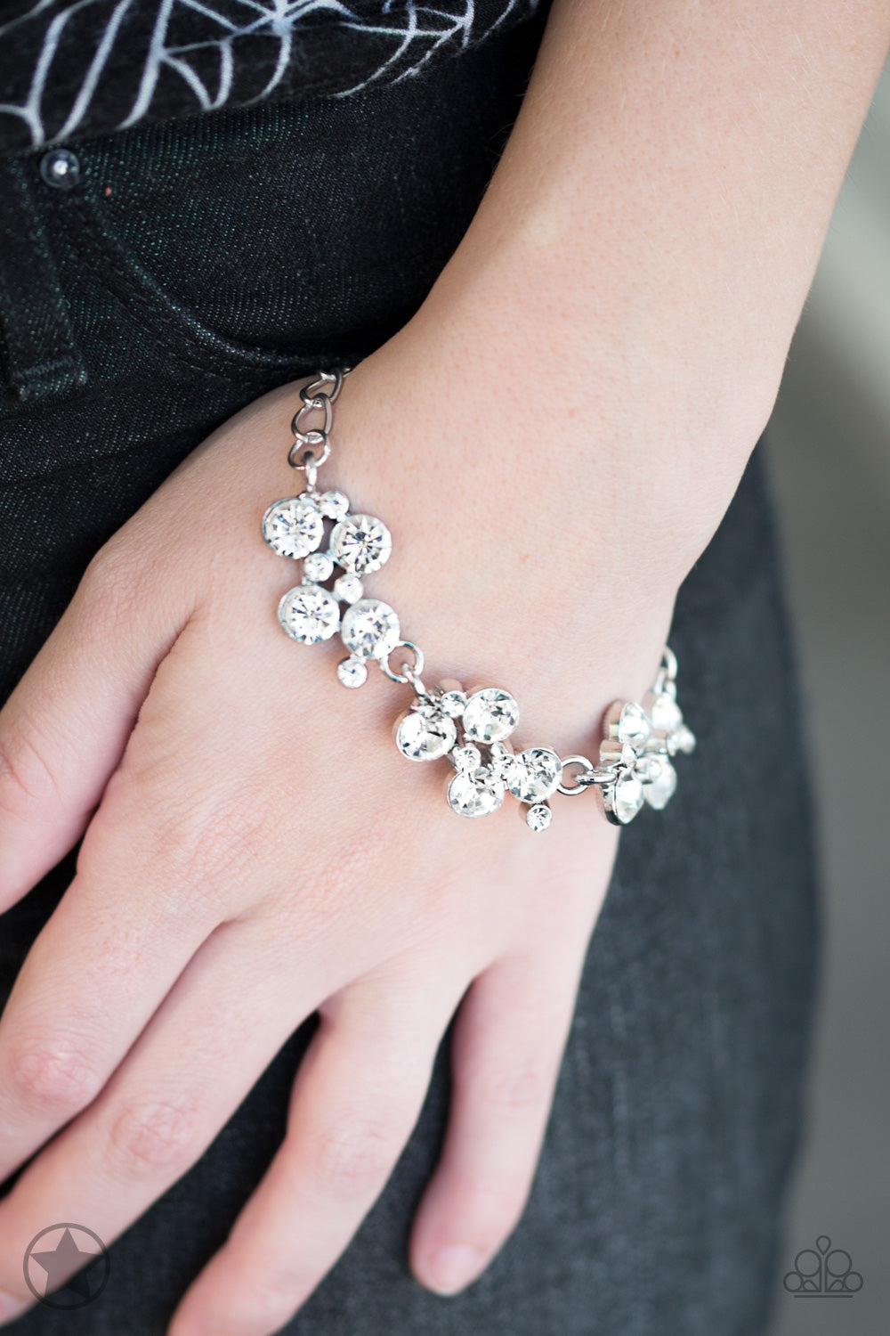 【VINTAGE HOLLYWOOD】Vintage 2008 Square Bracelet Vintage Art Deco Diamond Platinum Delicate Square Link Bracelet