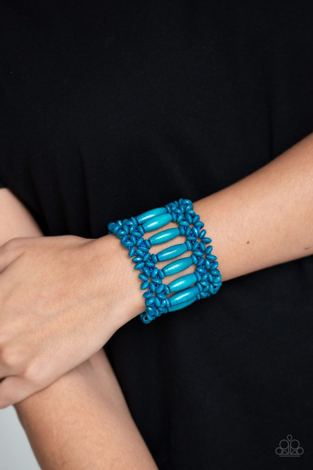 Barbados Beach Club - Blue Wood Bracelet - Paparazzi Accessories - Paparazzi Accessories
