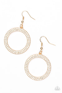 Bubbly Babe - Gold and Rhinestone Earrings - Paparazzi Accessories - Paparazzi Accessories
