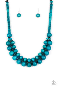 Caribbean Cover Girl Blue Wood Necklace - Paparazzi Accessories - Paparazzi Accessories