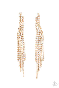 Paparazzi Paparazzi - Cosmic Candescence Gold Rhinestone Earrings Apparel & Accessories