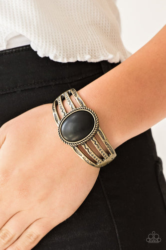 Paparazzi - Desert Glyphs - Brass Cuff Bracelet - Paparazzi Accessories