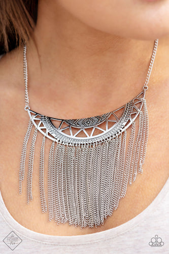Empress Excursion Silver Fringe Necklace -Paparazzi Accessories - Paparazzi Accessories