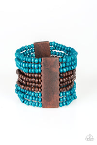 JAMAICAN Me Jam - Blue Wood Bracelet - Paparazzi Accessories - Paparazzi Accessories