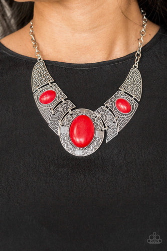 Leave Your LANDMARK - Red Necklace -Paparazzi Accessories - Paparazzi Accessories