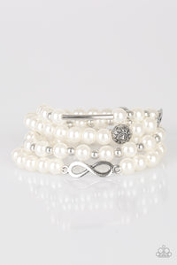 Limitless Luxury - White Pearl Bracelet-Paparazzi Accessories - Paparazzi Accessories