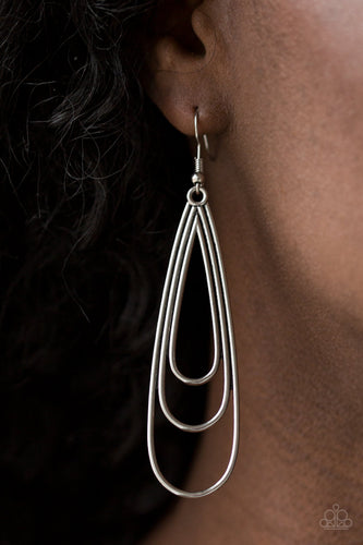 Triple Ripple - Silver Earrings - Paparazzi Accessories - Paparazzi Accessories