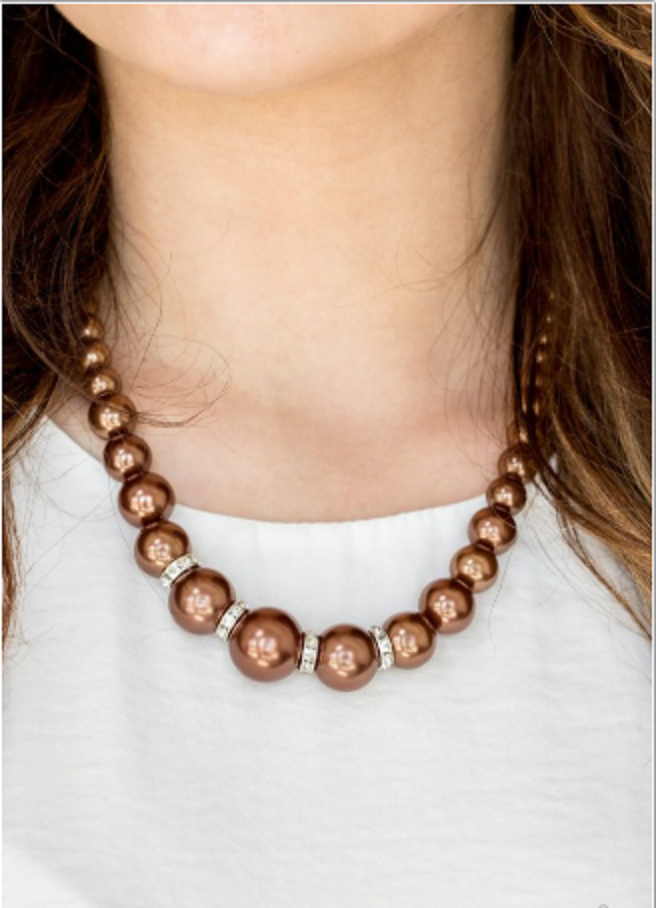 Party Pearls  - Brown Necklace - Paparazzi Accessories - Paparazzi Accessories