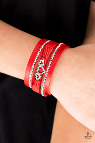 Rebel Valentine - Red Bracelet -Paparazzi Accessories - Paparazzi Accessories