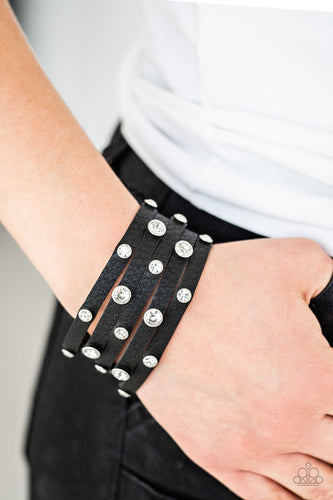 Rhinestone Reputation Black Urban Bracelet - Paparazzi Accessories - Paparazzi Accessories