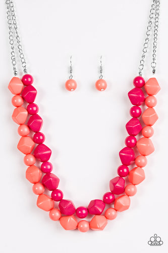 Rio Rythm - Pink Coral Necklace Paparazzi Accessories - Paparazzi Accessories