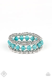 Paparazzi Fashion Fix -Sandstone Serendipity - Blue Turquoise and Silver  Bracelet - Paparazzi Accessories