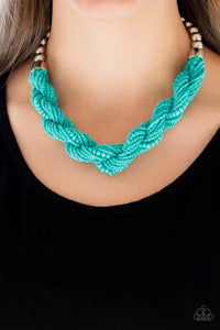 Savannah Surfin Blue Seed Bead Necklace - Paparazzi Accessories - Paparazzi Accessories