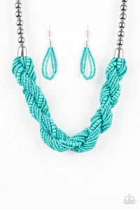 Savannah Surfin Blue Seed Bead Necklace - Paparazzi Accessories - Paparazzi Accessories