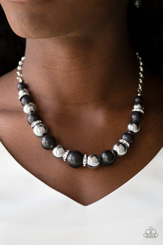 The Ruling Class - Black Silver and Rhinestone Necklace - Paparazzi Accessories - Paparazzi Accessories
