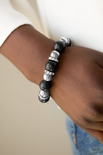 Ruling Class Radiance - Black Silver and Rhinestone Bracelet - Paparazzi Accessories - Paparazzi Accessories