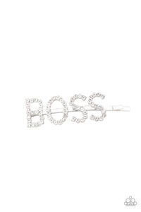 Paparazzi - Yas Boss! - White Hair Clip - Paparazzi Accessories