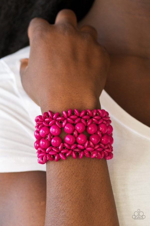 Paparazzi - Tropical Bliss - Pink Wood Bracelet - Paparazzi Accessories