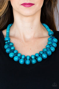 Caribbean Cover Girl Blue Wood Necklace - Paparazzi Accessories - Paparazzi Accessories
