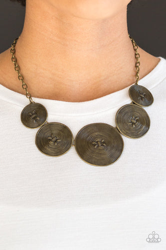 Deserves A Medal - Brass Urban Necklace-Paparazzi Jewelry - Paparazzi Accessories