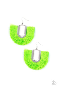 Paparazzi - Tassel Tropicana - Neon Green Earrings - Paparazzi Accessories