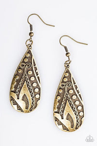 Paparazzi - Token Texture - Brass Earrings - Paparazzi Accessories