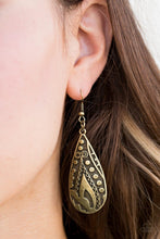 Load image into Gallery viewer, Paparazzi - Token Texture - Brass Earrings - Paparazzi Accessories