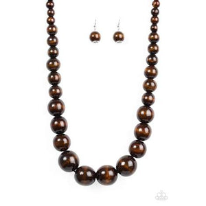 Paparazzi - Effortlessly Everglades - Black Wood Necklace - Paparazzi Accessories