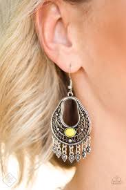 Shoreside Social - Yellow Earrings - Paparazzi Accessories - Paparazzi Accessories