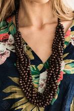Tahiti Tropic - Brown Wood Necklace - Paparazzi Accessories - Paparazzi Accessories